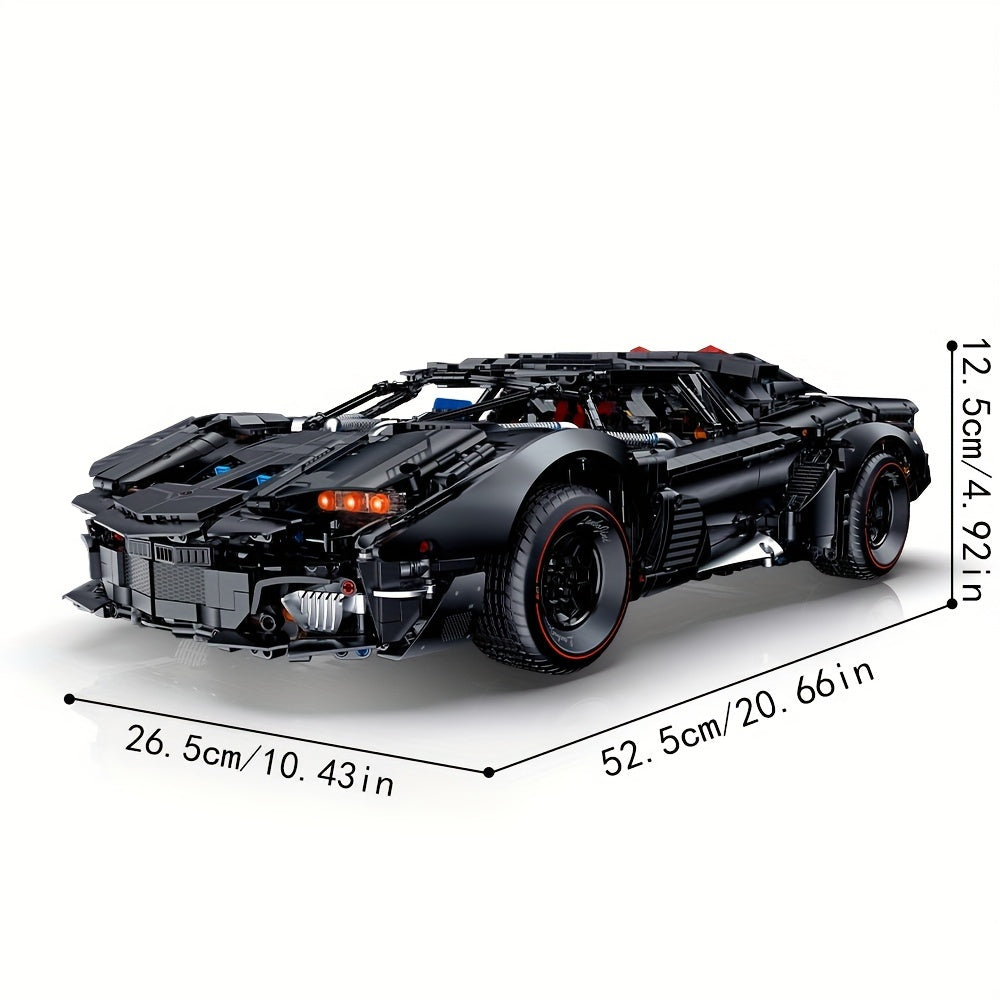 4290pcs Black Cool Armored Sports Car Toy, 1:8 High Difficulty Three-dimensional Assembly Puzzle Collectible Toy Model, DIY Birthday Gift, Creative Holiday Gift