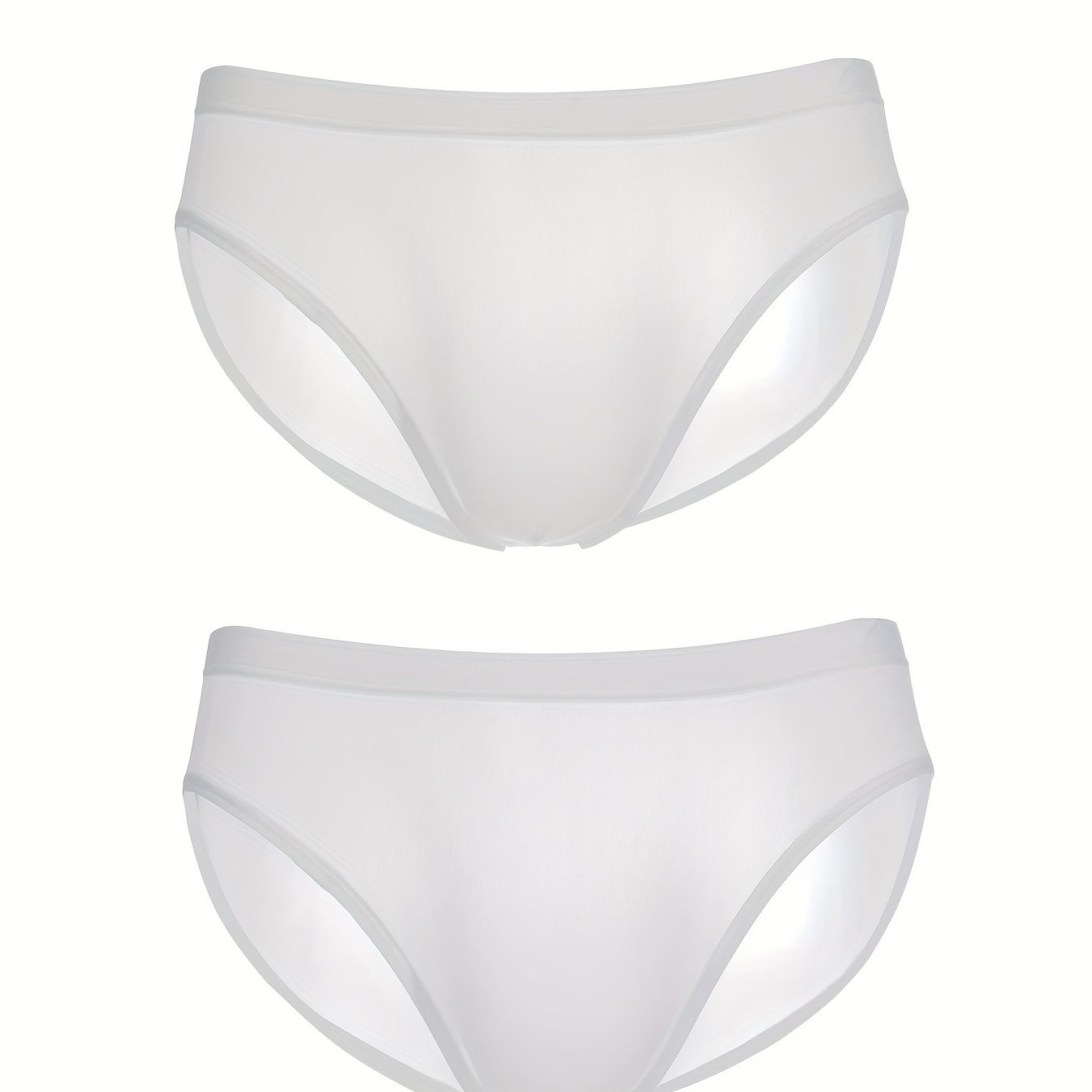 Cuecas masculinas de seda gelada, 2 peças, leve, respirável, confortável, elástica, para o verão, roupa íntima masculina para o verão, branco + branco