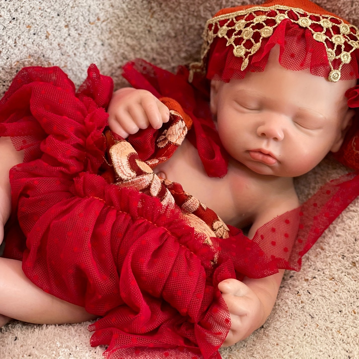 17.72inch Close Eyes Soft Body  Reborn Doll With 3D Painted Skin Handmade Soft Touch Feeling Reborn Doll Can Have Bath Reborn Doll Toy For Christmas Gift