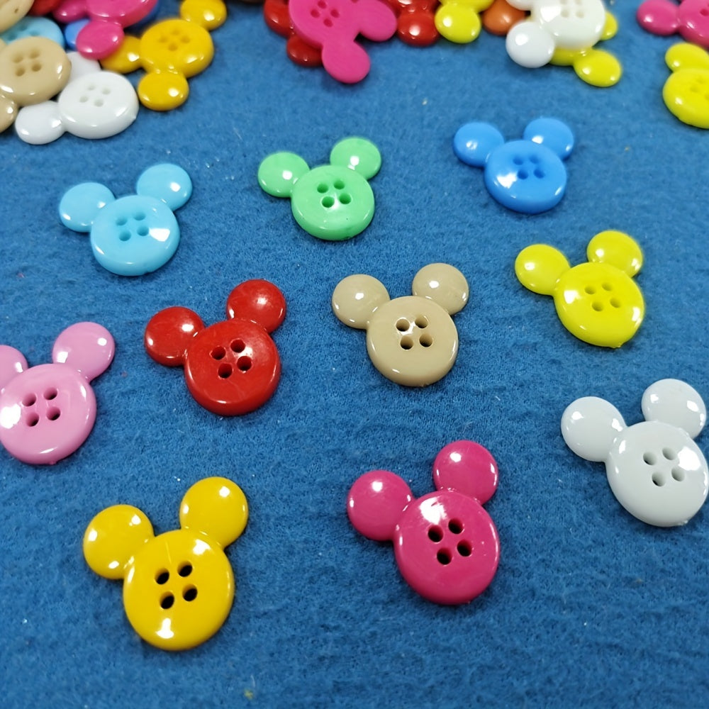 30pcs Mixed Colors Four Eyes Plastic Mouse Head Buttons For Children's Clothing Sewing Supplies DIY Handmade Crafts