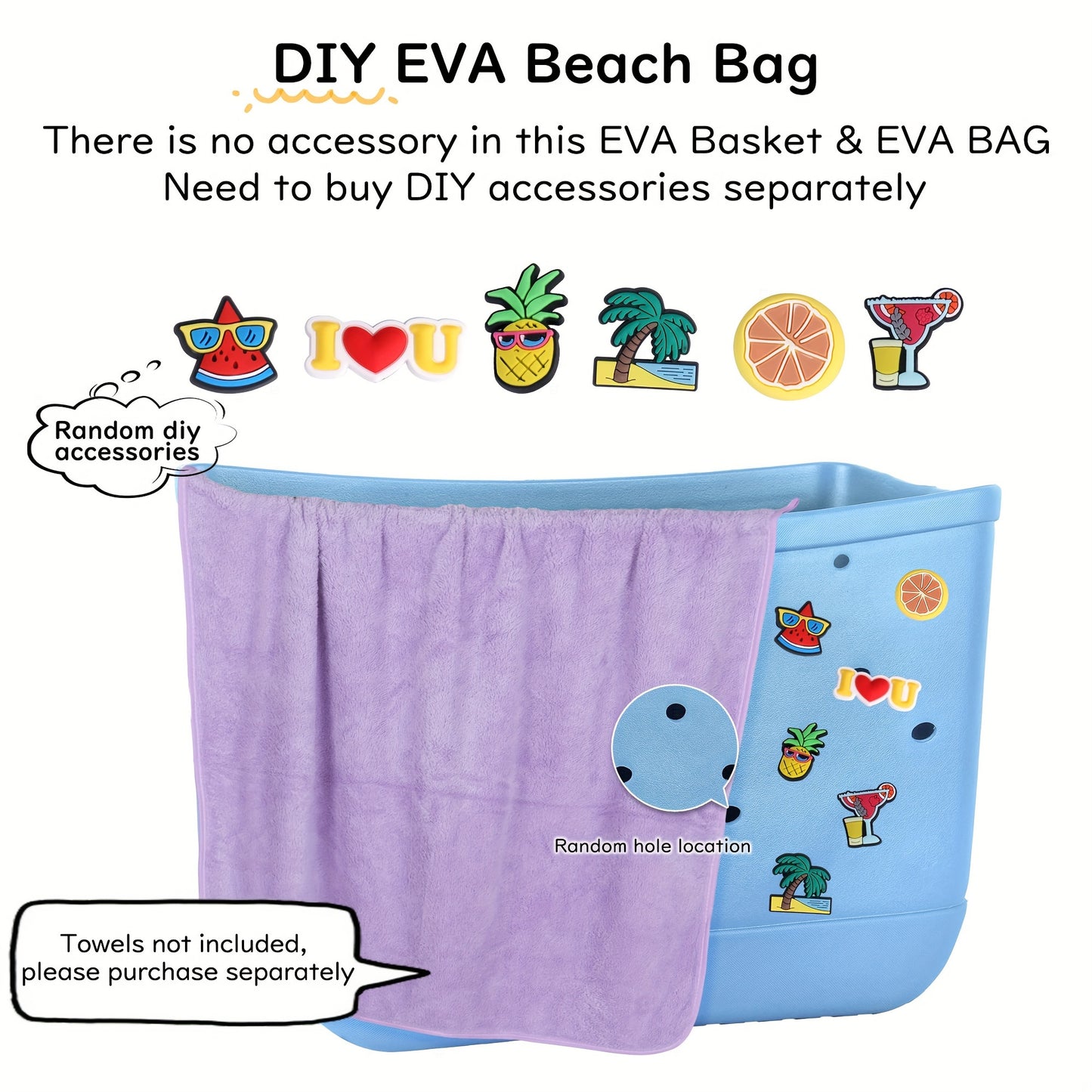 Waterproof EVA Beach Bag, Portable Handbag For Outdoor Sports, Trendy Travel Beach Boat Swimming Tote Bag