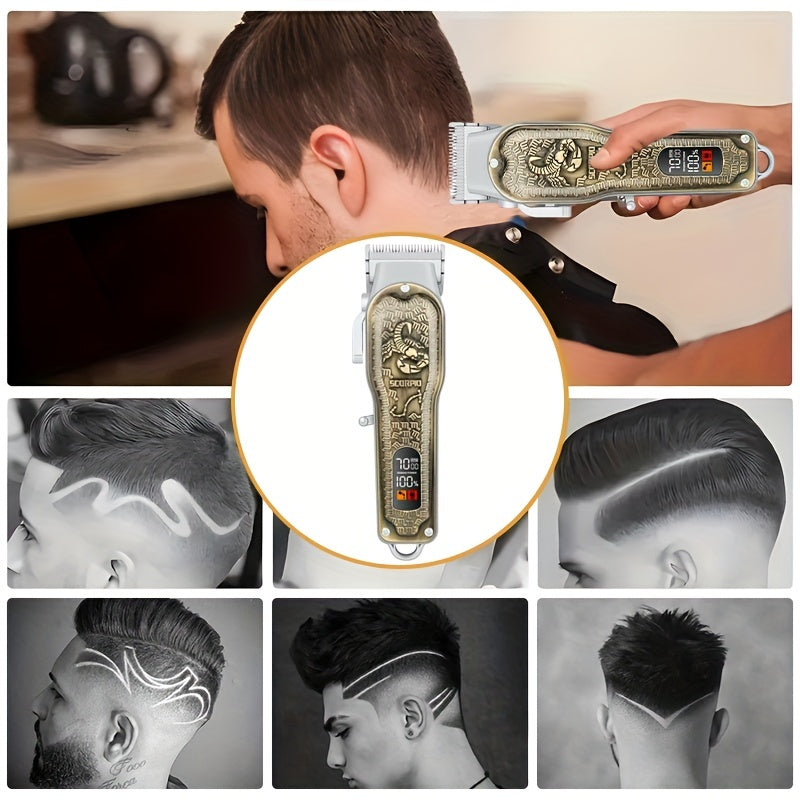 Professional Hair Clipper Electric Hair Clipper Trimmer Retro Carving Oil Head Hair Clipper Electric Hair Clipper With LCD Digital Display Holiday Gift For Him