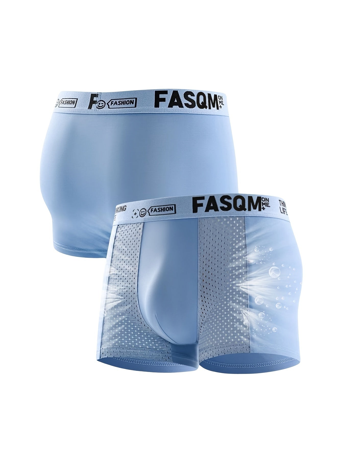 3 peças de cuecas boxers masculinas de seda gelada frescas e confortáveis, remendo de malha respirável e confortável, cuecas elásticas confortáveis, roupas íntimas masculinas casuais de cor lisa