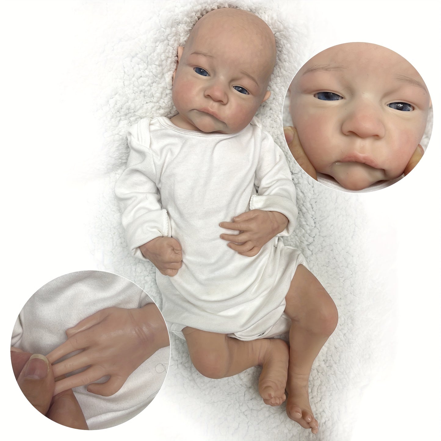 17.72inch Soft Silicone Reborn Baby Dolls - Sleeping Boy & Awake Girl - Perfect Family Gift! , Halloween\u002FThanksgiving Day\u002FChristmas gift