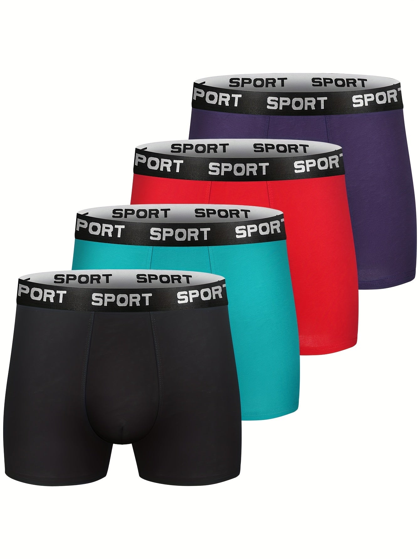 Paquete de 4 hombres de algodón transpirable cómodo suave elástico color liso calzoncillos boxer ropa interior