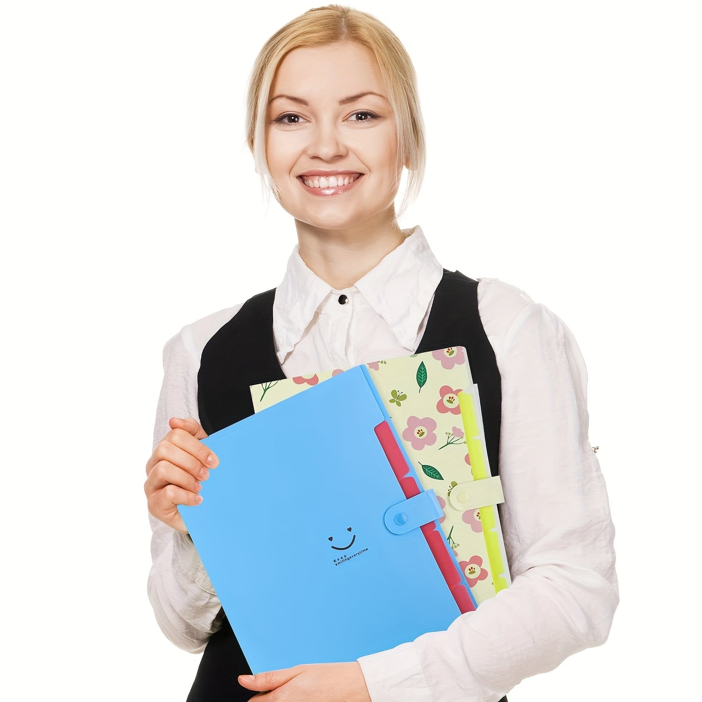 8pcs Of A4 Cute Accordion Folders, Expandable Folders, Letter Size File Storage Boxes, With 5 Pockets, 64 Labels, Suitable For School And Office Supplies. 12.8 Inches X 9.5 Inches X 0.6 Inches