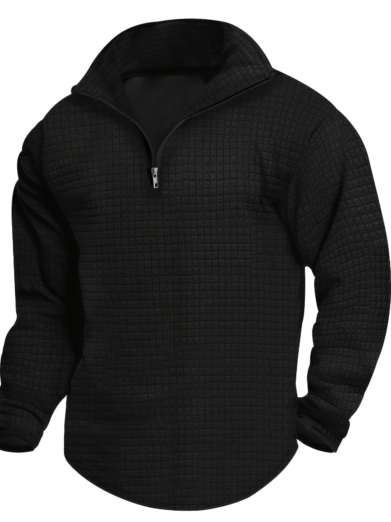 Hombres waffle media cremallera soporte collar sudadera para hombres sólido sudaderas para invierno otoño manga larga tops