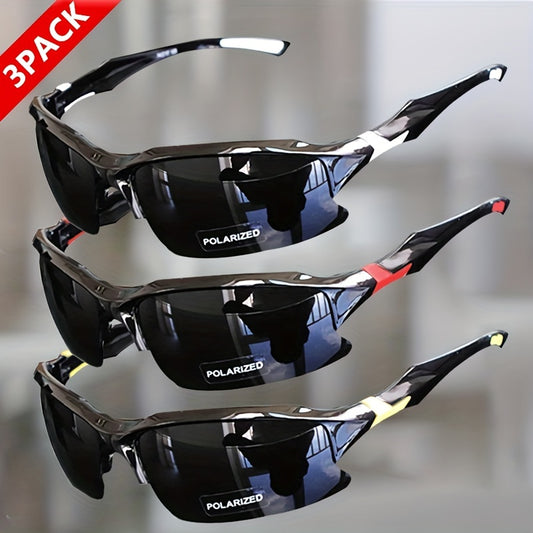 3pcs Polarized Sports Sunglasses For Men & Women, Windproof Sunglasses For Cycling, Baseball, Running, Fishing, Golf & Driving