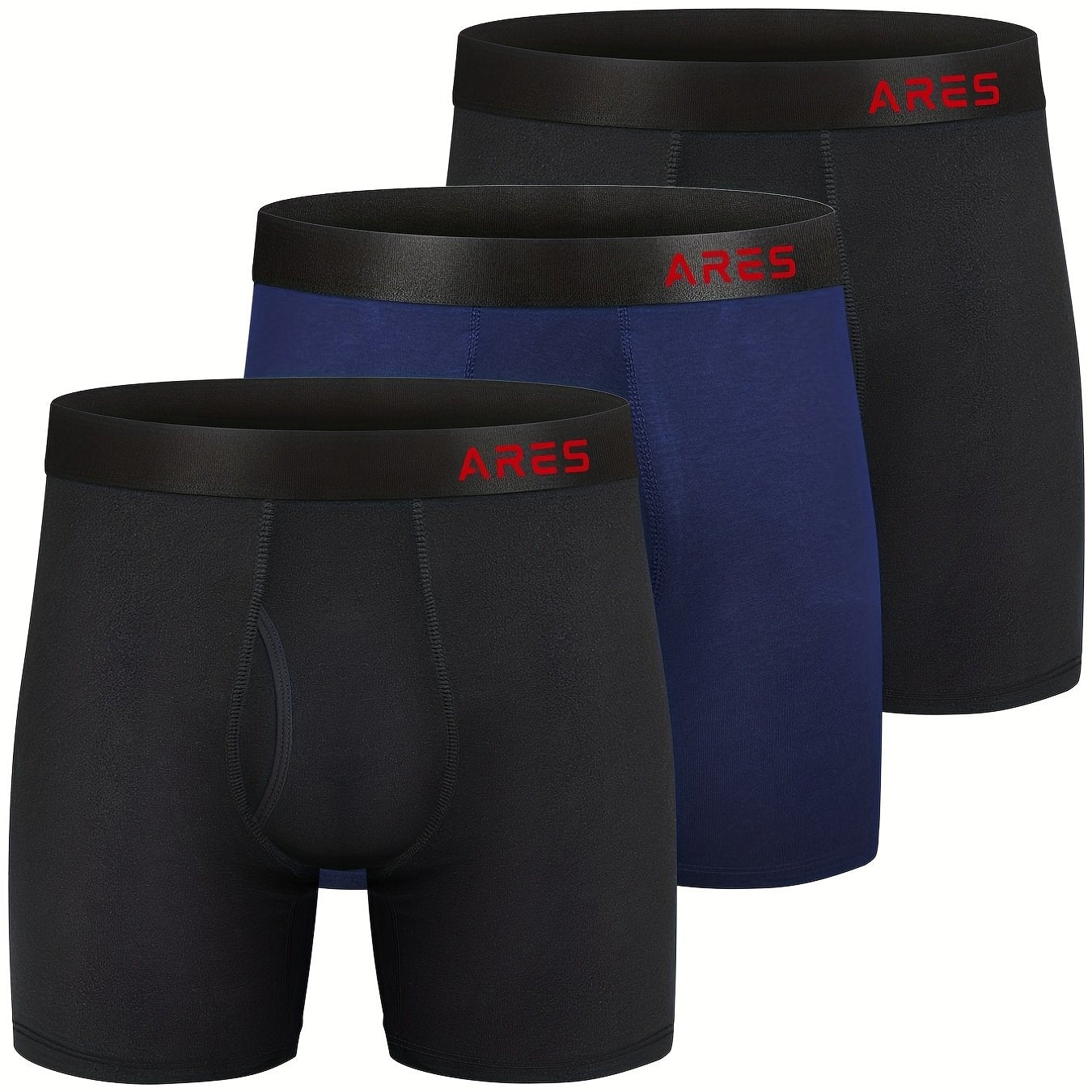 3 unids hombres de bambú cómodo seda largo Boxers Bragas brief, moda deportes Bragas brief, transpirable cómodo Ropa interior