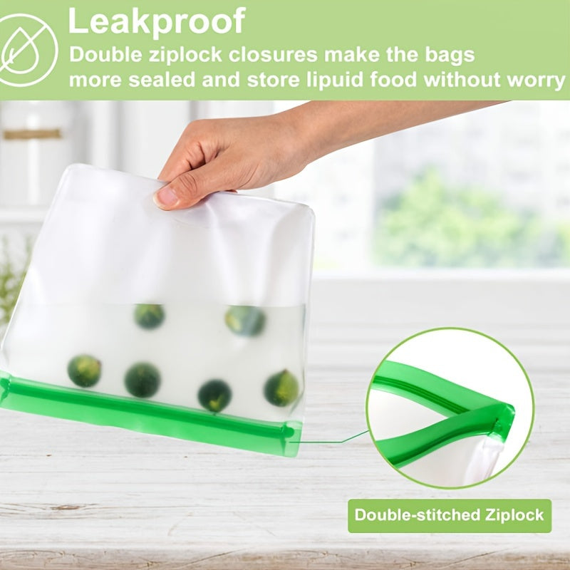 Reusable Silicone Food Storage Bag, Leak Proof And Reusable Freezer Bag, Travel\u002Fhome Storage Bag -1 Reusable Gallon Bag\u002F1 Reusable Sandwich Bag\u002F1 Reusable Snack Bag (excluding Bisphenol A)