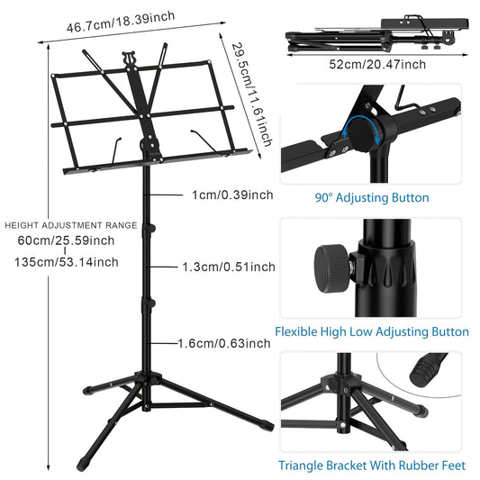 Soporte de música, soporte de música para la partitura, soporte de música plegable, soporte de música portátil