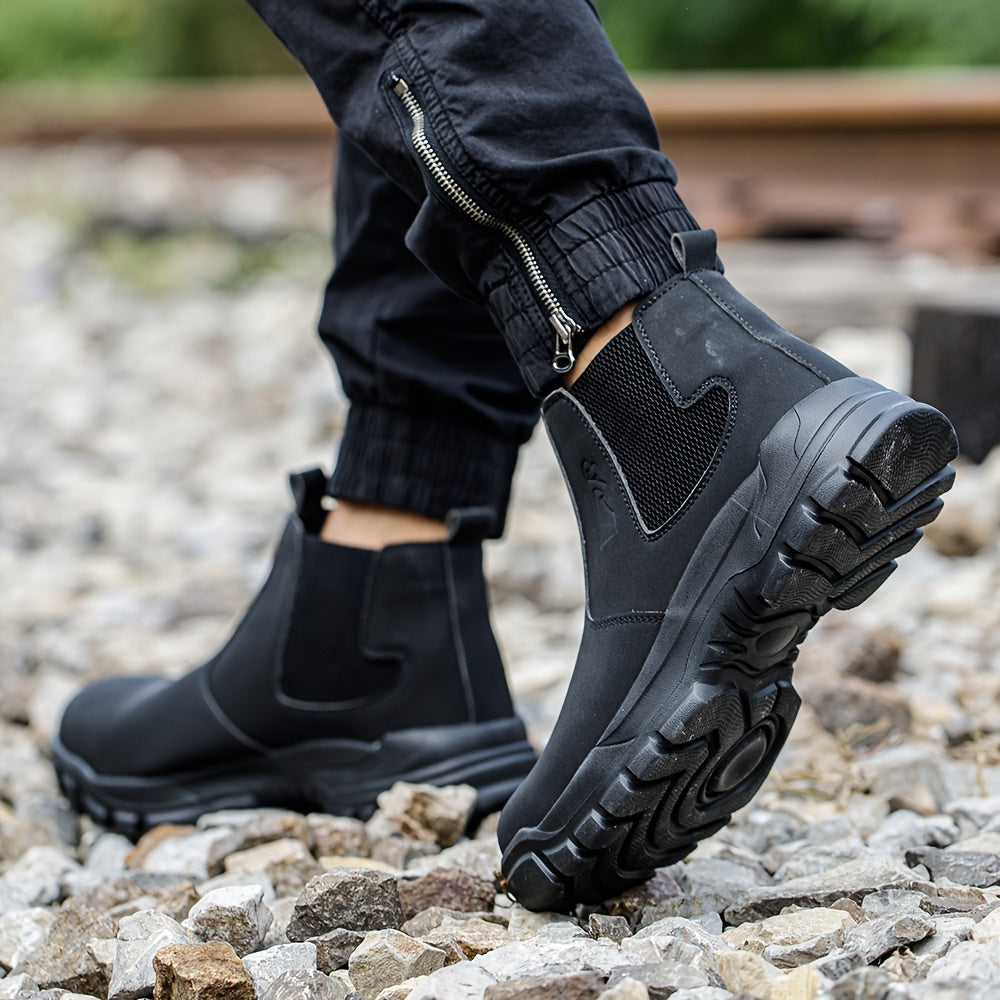 Botas duraderas sólidas de moda del trabajo de los hombres del TAMAÑO MÁS, zapatos ocasionales antideslizantes comfy para las actividades al aire libre de los hombres