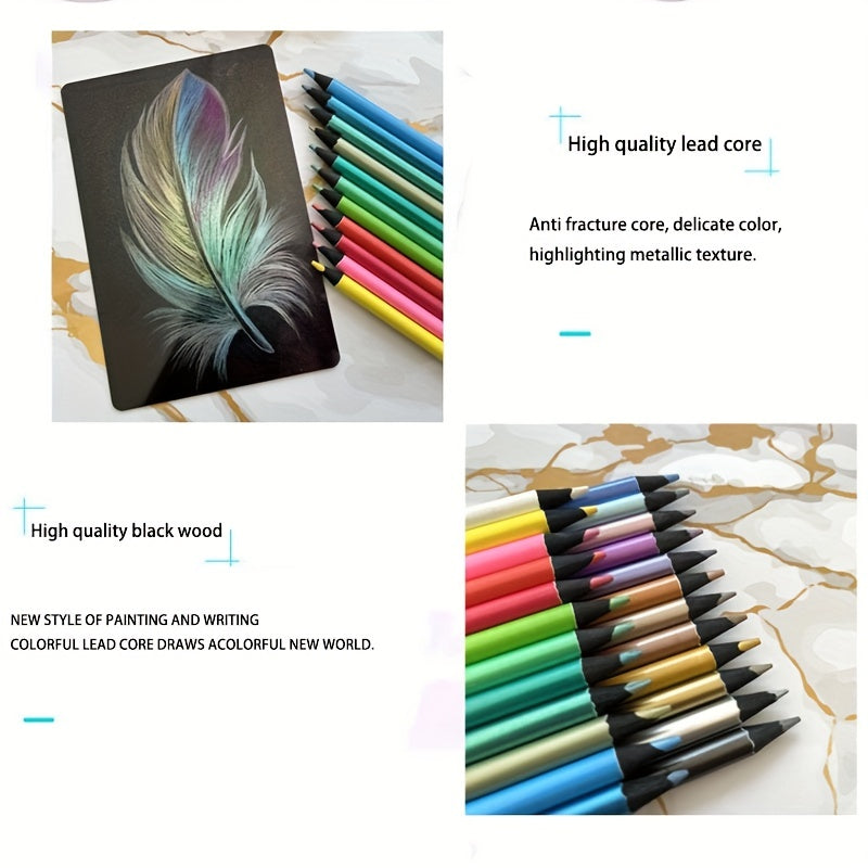 24 Vibrant Metallic Colored Pencils - Unleash Your Creativity with These Art Supplies!