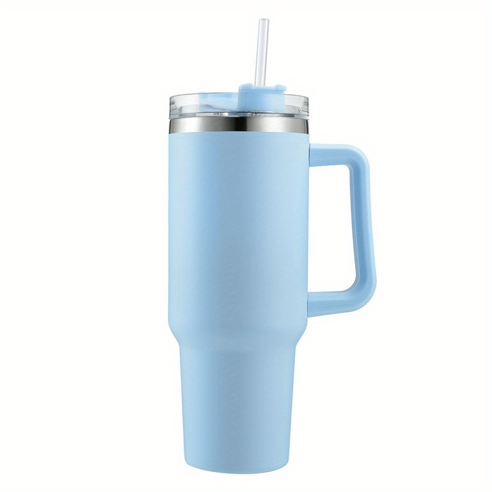 1 pièce, gobelet avec couvercle et paille, bouteille d&#39;eau thermique en acier inoxydable de 40oz avec poignée, gobelets portables, pour voiture, maison, bureau, verres d&#39;été, accessoires de voyage, articles de cuisine à domicile, cadeaux d&#39;ann