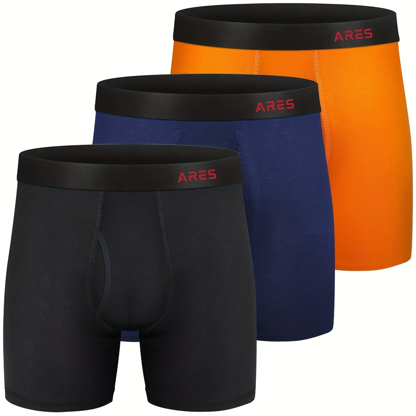 3 Stück Herren Bambus bequeme Seide lange Boxershorts, Mode Sport Slips, atmungsaktive bequeme Unterwäsche