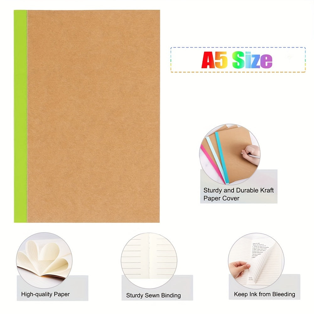 40 Packungen A5 Kraft papier Notebook, Essay Notebook, mit Tagebuch locker ausgekleidet, 8,3x5,5 Zoll, 12 Farben, mit farbigen Kanten, 60 Seiten, geeignet für Schulbüro zubehör