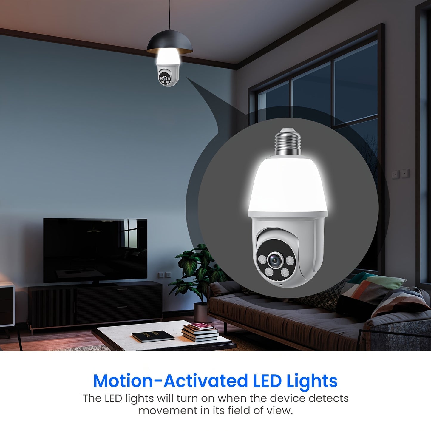 Light Bulb Home Security Camera Wireless Outdoor Indoor WiFi Cameras With Smart AI Human Detection, Instant Alert, Color Night Vision, 355° Pan\u002FTilt Panoramic Surveillance & Two-Way Audio, Based E27