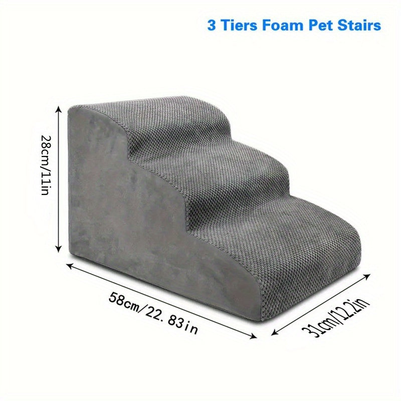 Dog Stairs For Small Dogs, 3\u002F4 Step Dog Stairs For High Beds And Couch, Folding Pet Steps For Small Dogs And Cats, And High Bed Climbing, Non-Slip Balanced Dog Indoor Step, Grey