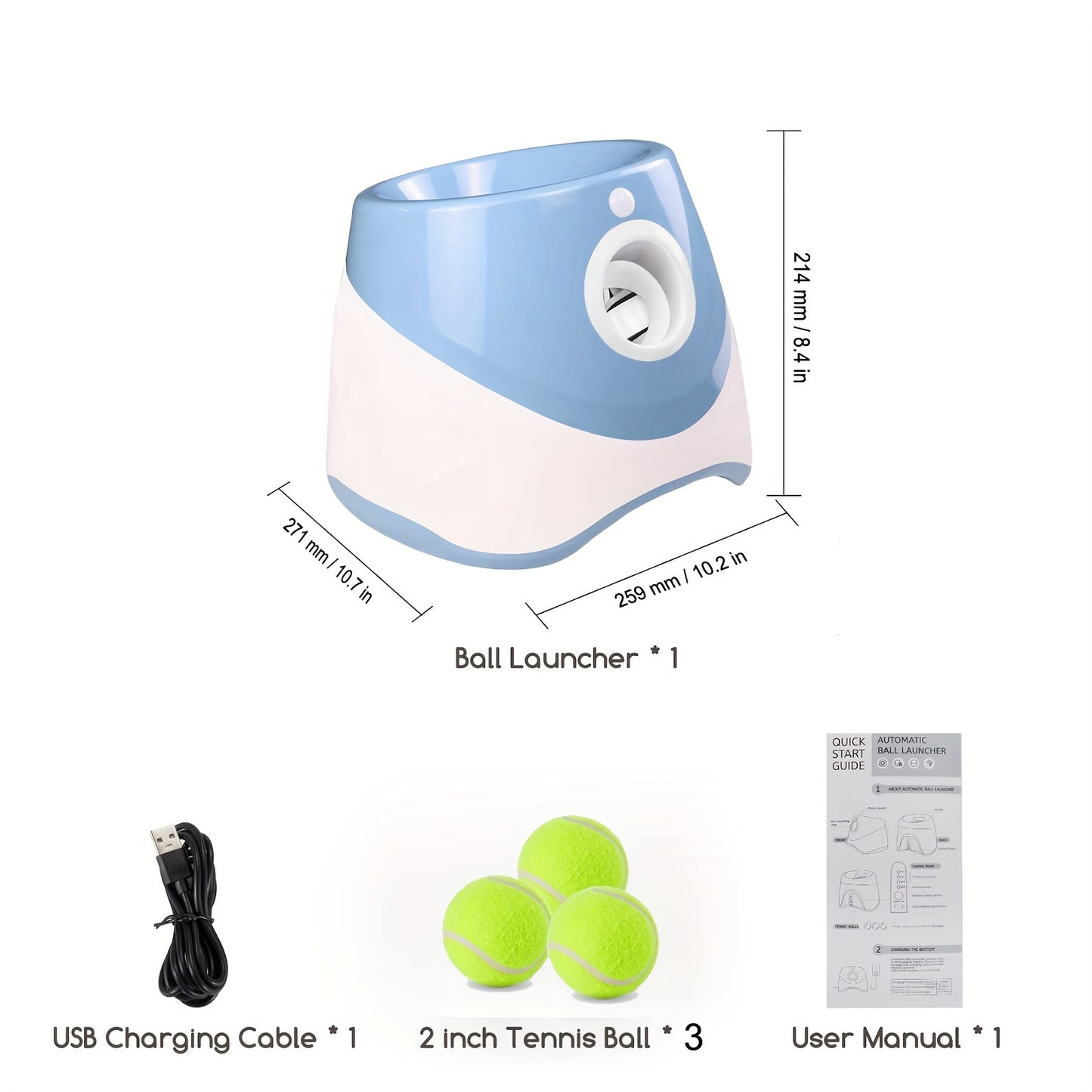 1pc Dog Automatic Ball Launcher, Interactive Fog Slow Feeder Toy Dog Tennis Ball Throwing Machine Mental Stimulation Toys With 3 Tennis Balls