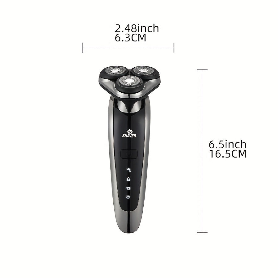 Rechargeable Waterproof Electric Shaver Razor for Men with Nose and Sideburn Trimmers and Face Cleaning Brush - Achieve a Smooth and Clean Shave