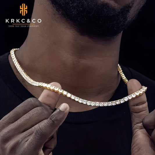 5MM ZirconiaTennis Chain For Men 18k Golden-Plated 1 Row Cubic Zirconia Hip Hop Jewelry Men Necklace