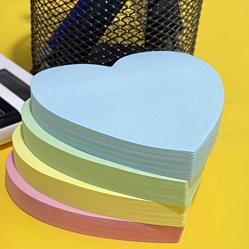 400 notas adhesivas, papel adhesivo, nota adhesiva multicolor en forma de corazón, lindo autoadhesivo y extraíble, adecuado para oficina, escuela (100 hojas\u002Flibro)