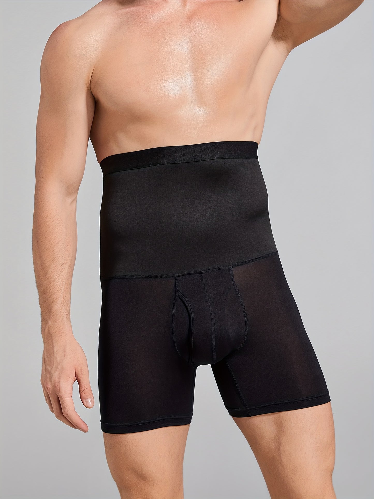 Men's High Waist Shapewear Shorts, Compression Body Shaper, Tummy Control Slimming Bodysuit