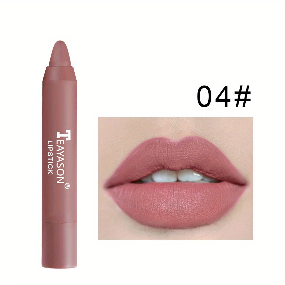 12 colors Matte Moisturizing Lipstick Crayons - Long Lasting, Waterproof, Smooth, Sun Protection, Plumping Effect