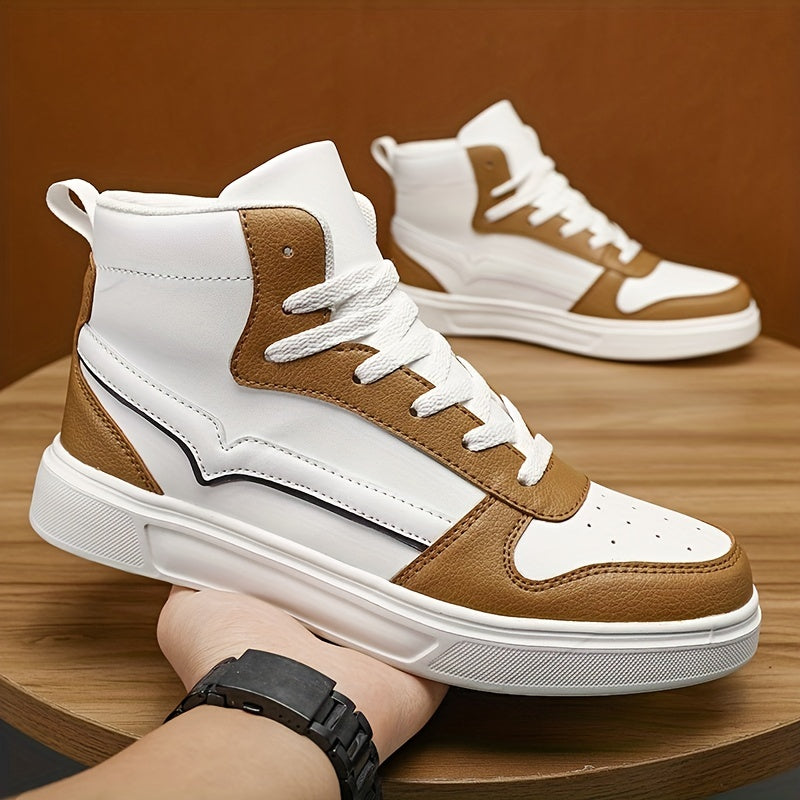 Men's Trendy High Top Skate Shoes, Wear-resistant Non-Slip Casual Shoes For Youth