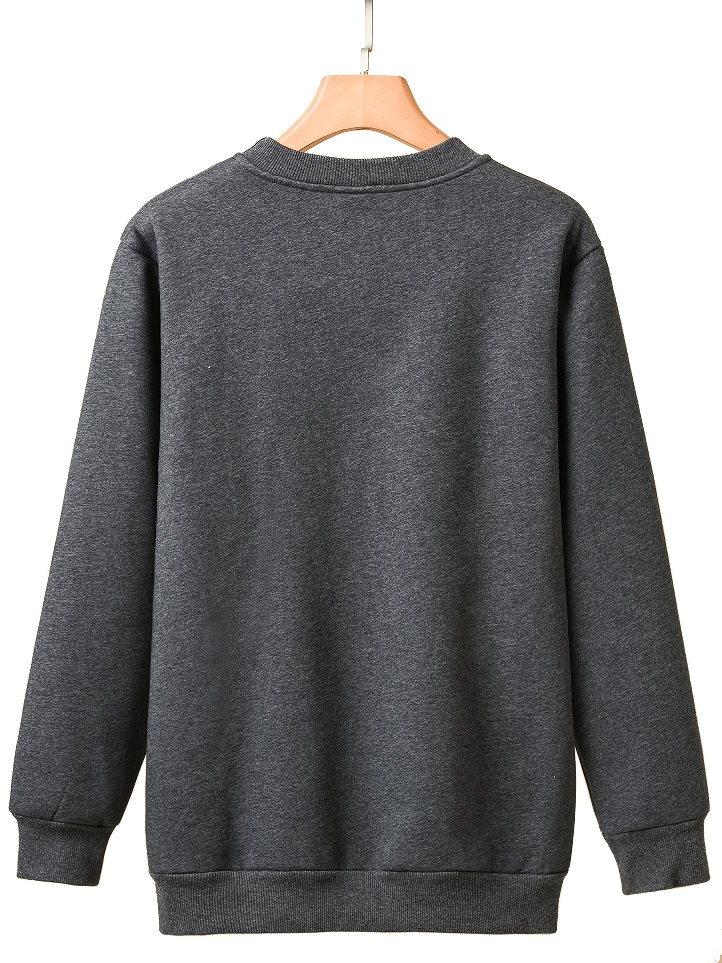 Plus Taille Hommes Solide Crew Neck Sweatshirt Pour Le Printemps \ u002FAutumn, Surdimensionné À La Mode À Manches Longues Pull Pour Les Hommes, Vêtements Pour Hommes