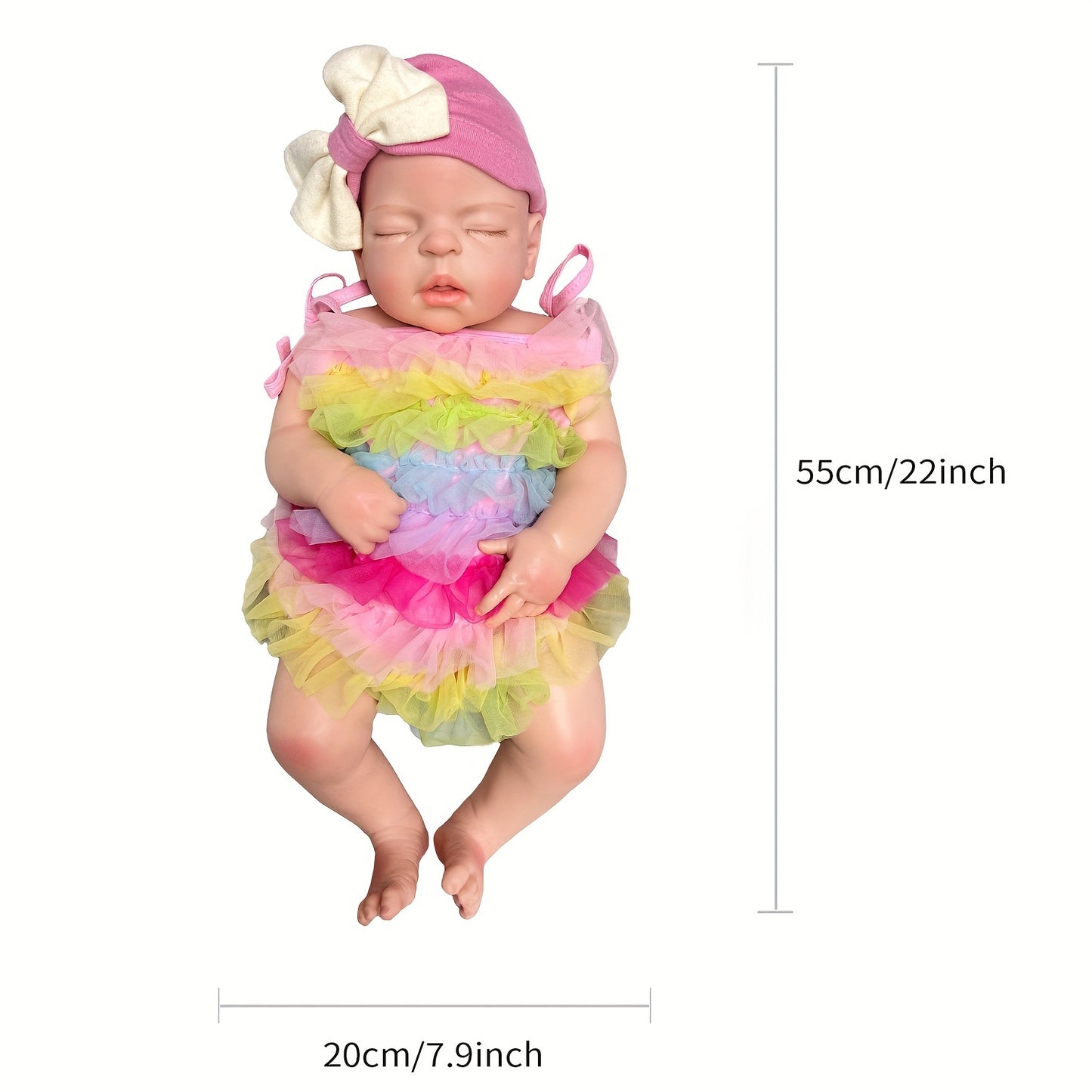 55CM\u002F21.65inch All Silicone Girl Reborn Dolls, Painted Realistic Full Body Soft Solid Silicone Newborn Baby Dolls For Collection Gift