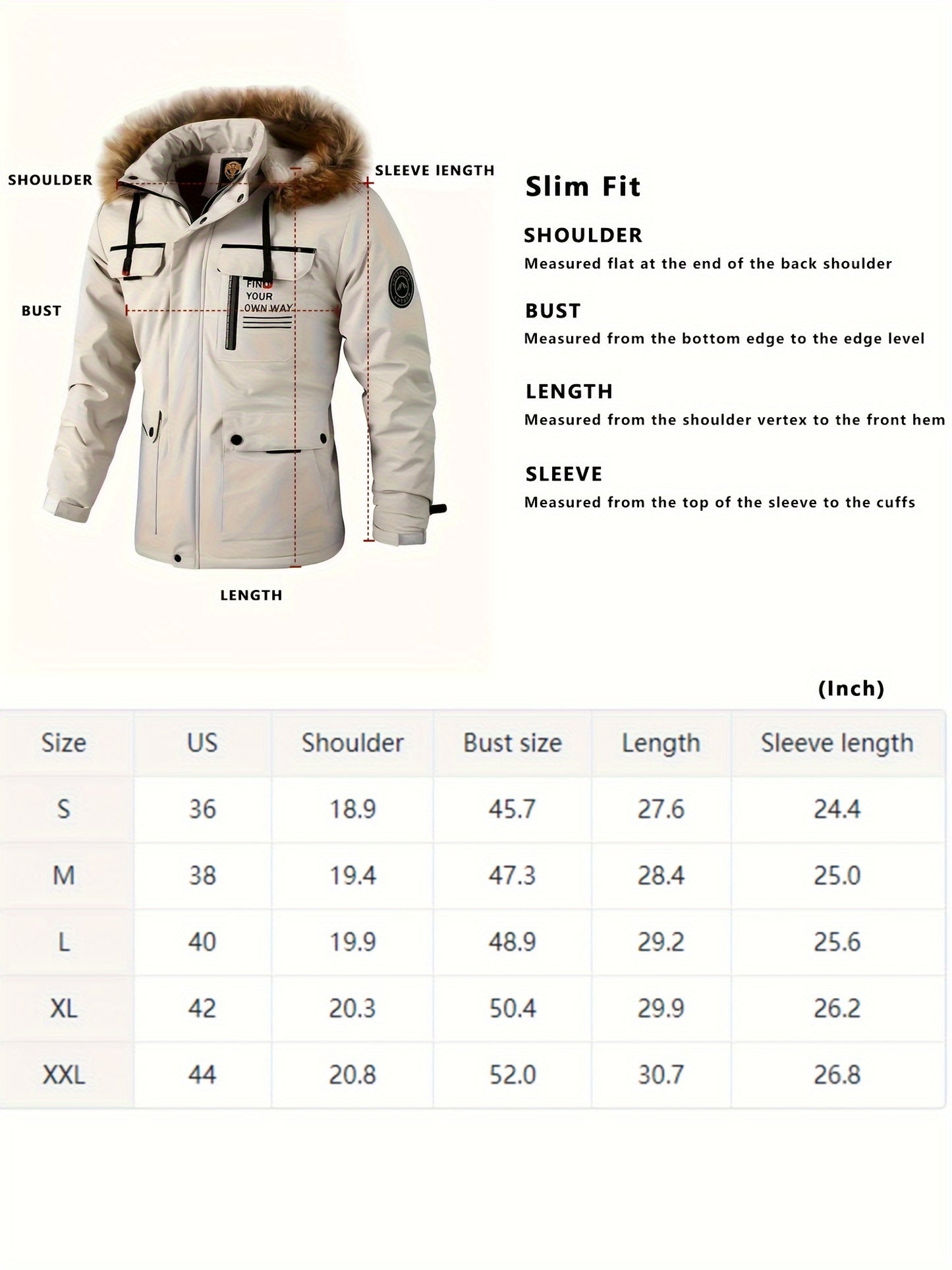 Herren warme Fleece-Kapuzen-Parka, lässige Multi-Pocket-Jacke für Herbst-Winter