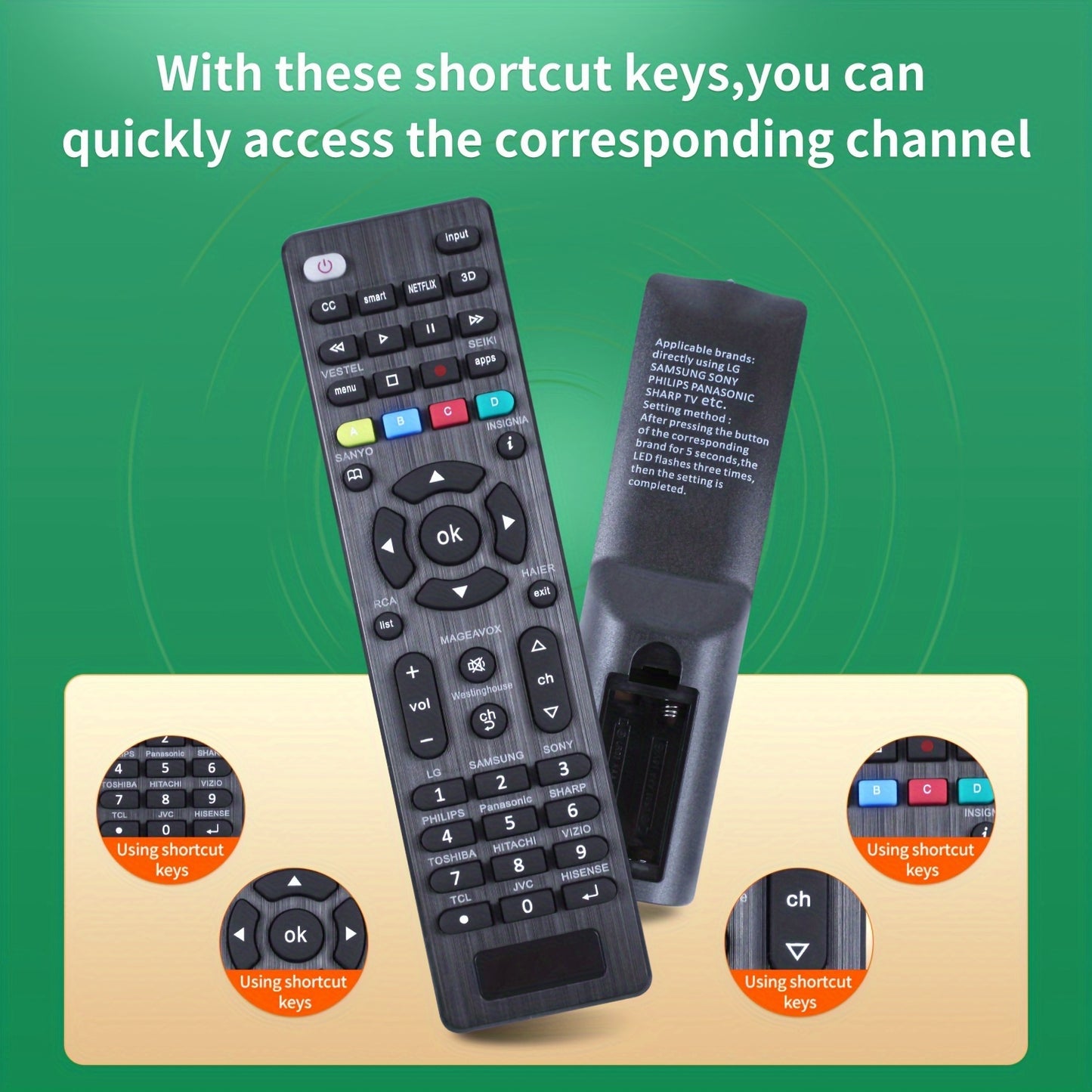 RC-G006 Universal Smart Tv Remote,for LG,Samsung,TCL,Philips,Vizio,Sharp,Sony,Panasonic,Sanyo,Insignia,Toshiba,Magnavox,RCA,Westinghouse,Hisense,etc .