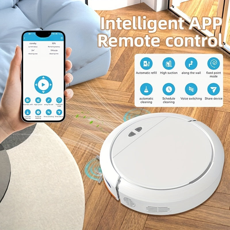 1pc, Smart Robot Vacuum Cleaner Home Sweeping Robot, Mopping Robot Vacuum Cleaner, Automatic Floor Scrubbing Machine With Super Strong Suction, Intelligent Automatic Retrieval And Charging APP, A Good Helper For Controlling Home Floor Care