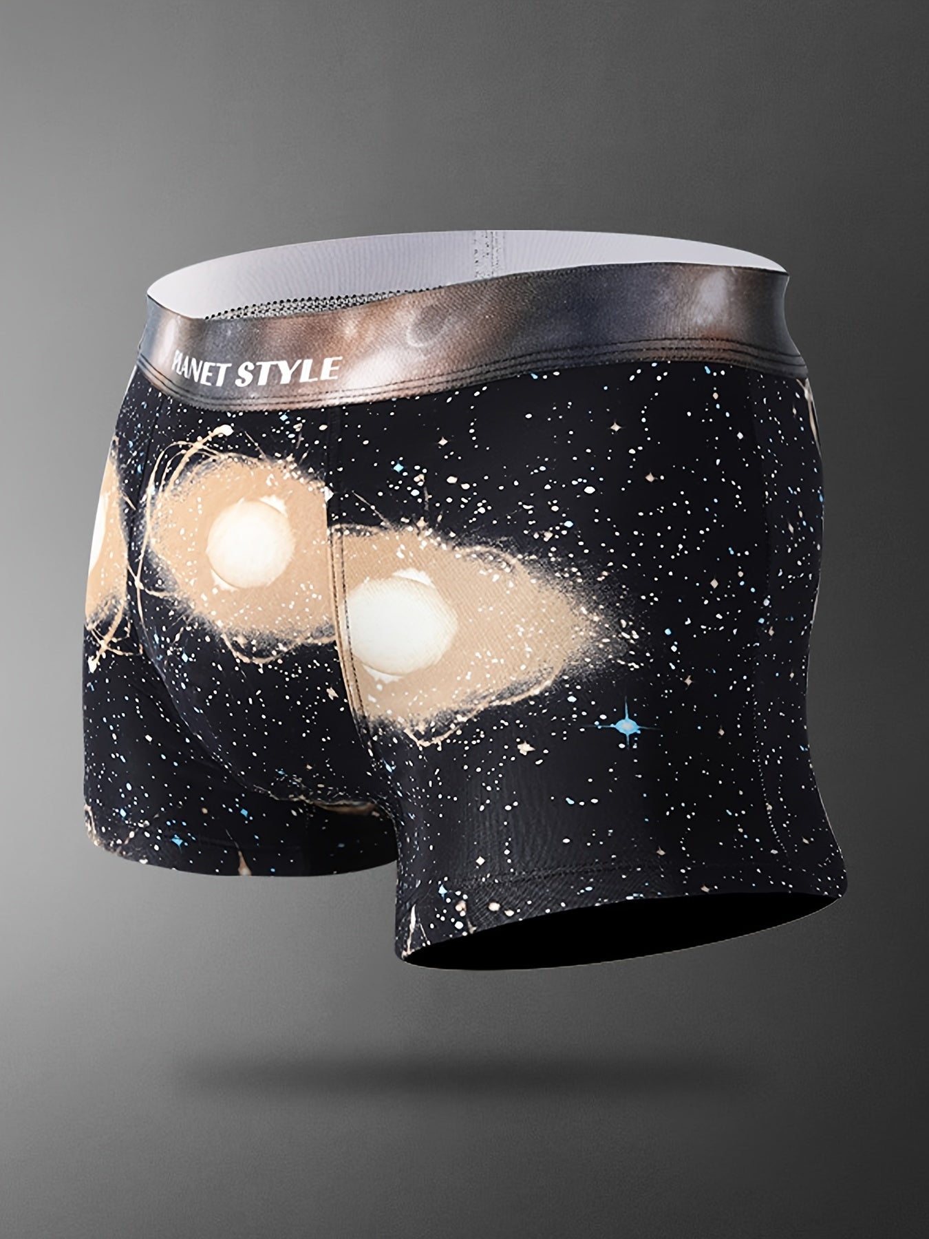 5pcs Men's Galaxy Print Stretch Ice Silk Boxer Briefs Underwear