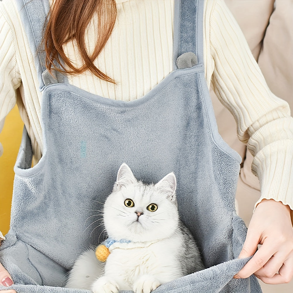 Cozy Pet Carrier Apron for Small Cats and Dogs - Perfect for Outdoor Winter Travel - Features Hanging Chest Bag and Cat Sleeping Pocket