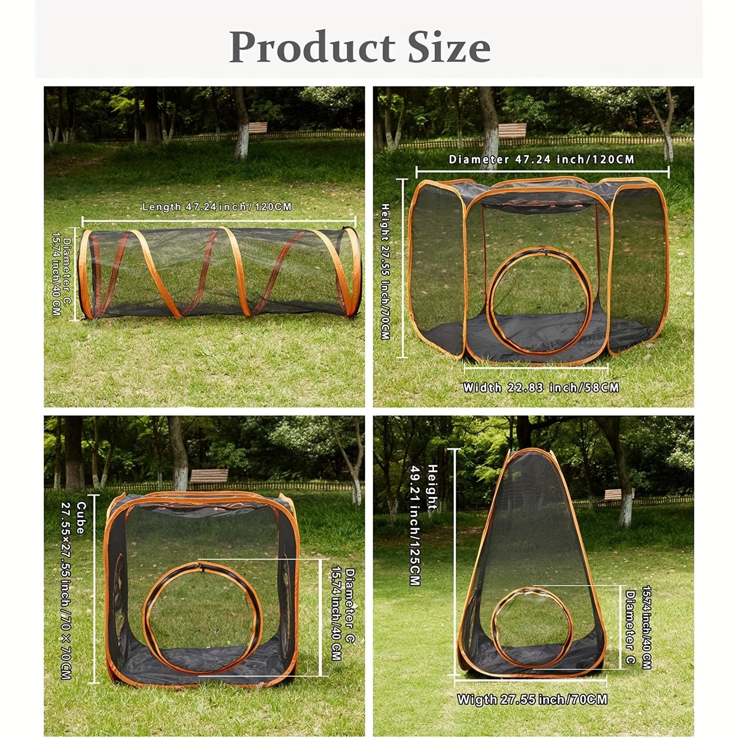 6-in-1 Outdoor Cat Tent with Tunnel - Playpen for Cats, Rabbits, Ferrets and Small Animals - Indoor\u002FOutdoor Cat House - DIY Multiple Ways - Provides Safe and Fun Environment for Pets