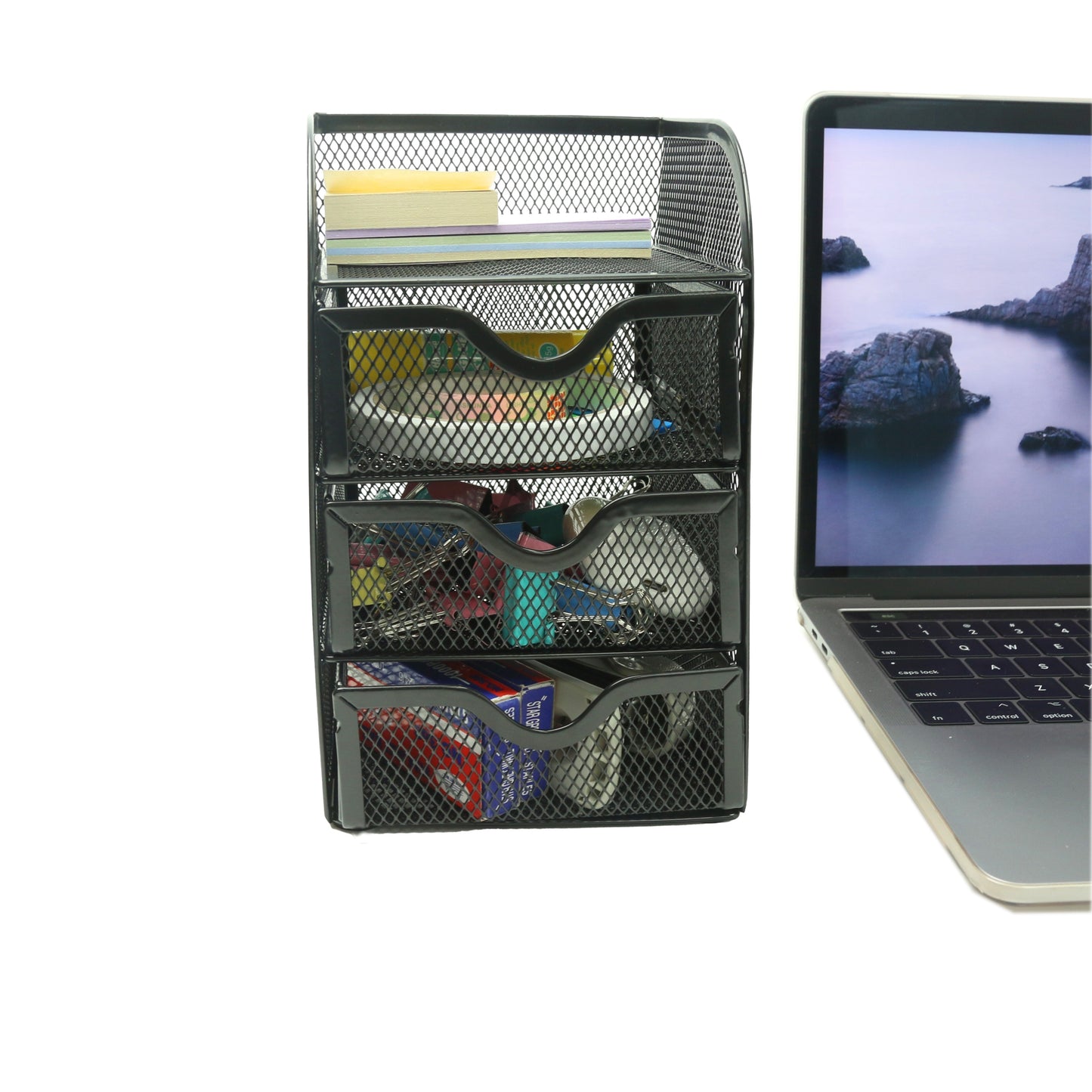 Organize Your Desk with This 4 Tier Mesh Desk Organizer - Perfect for School, Dorm, and Home Office!