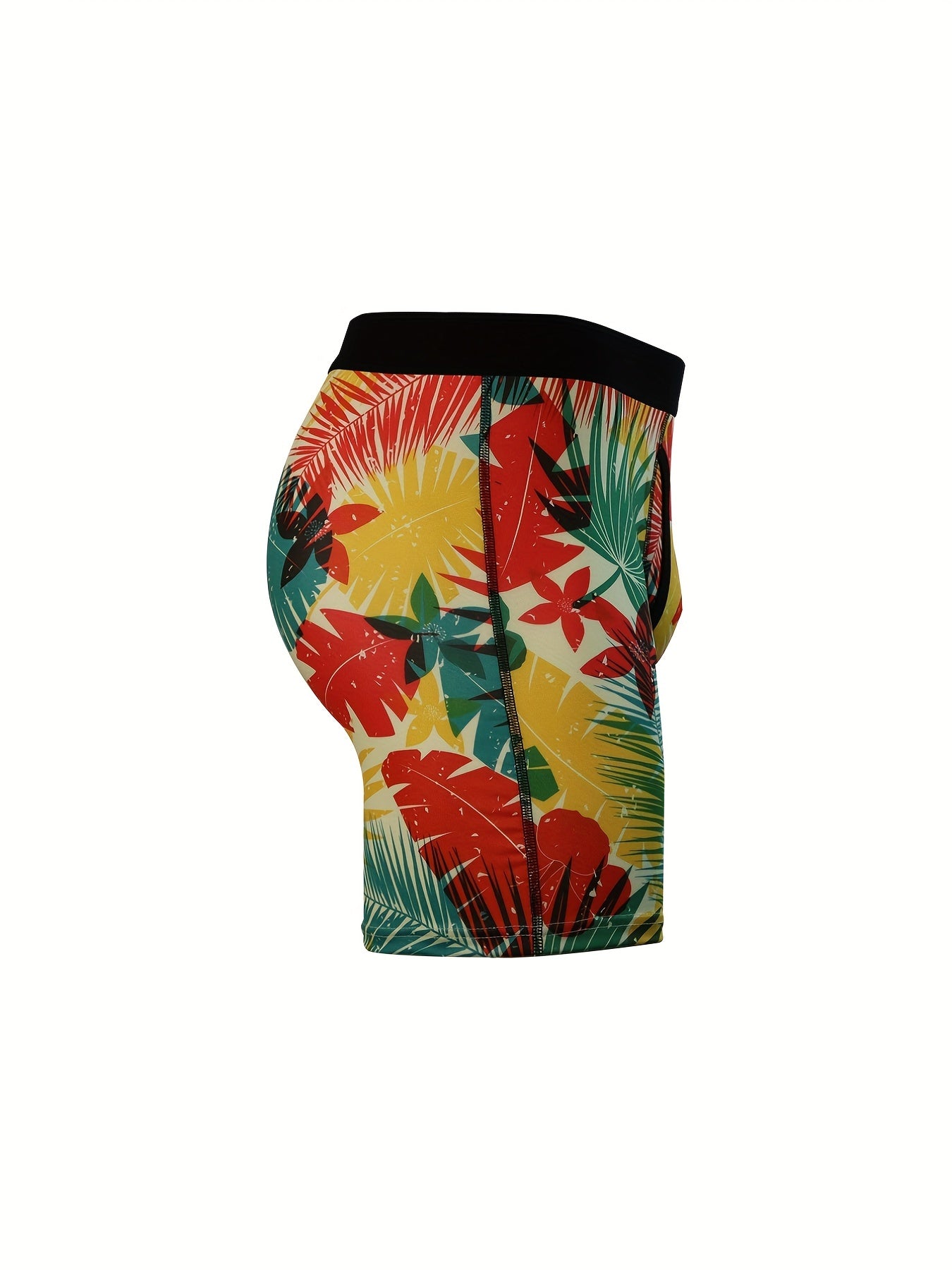 3pcs Hommes de Plus Taille Plante Tropicale Impression Personnalité Mode Nouveauté Longues Boîtes Mémoires, Sport Mémoires, Haute Stretch Confortable Sous-Vêtements