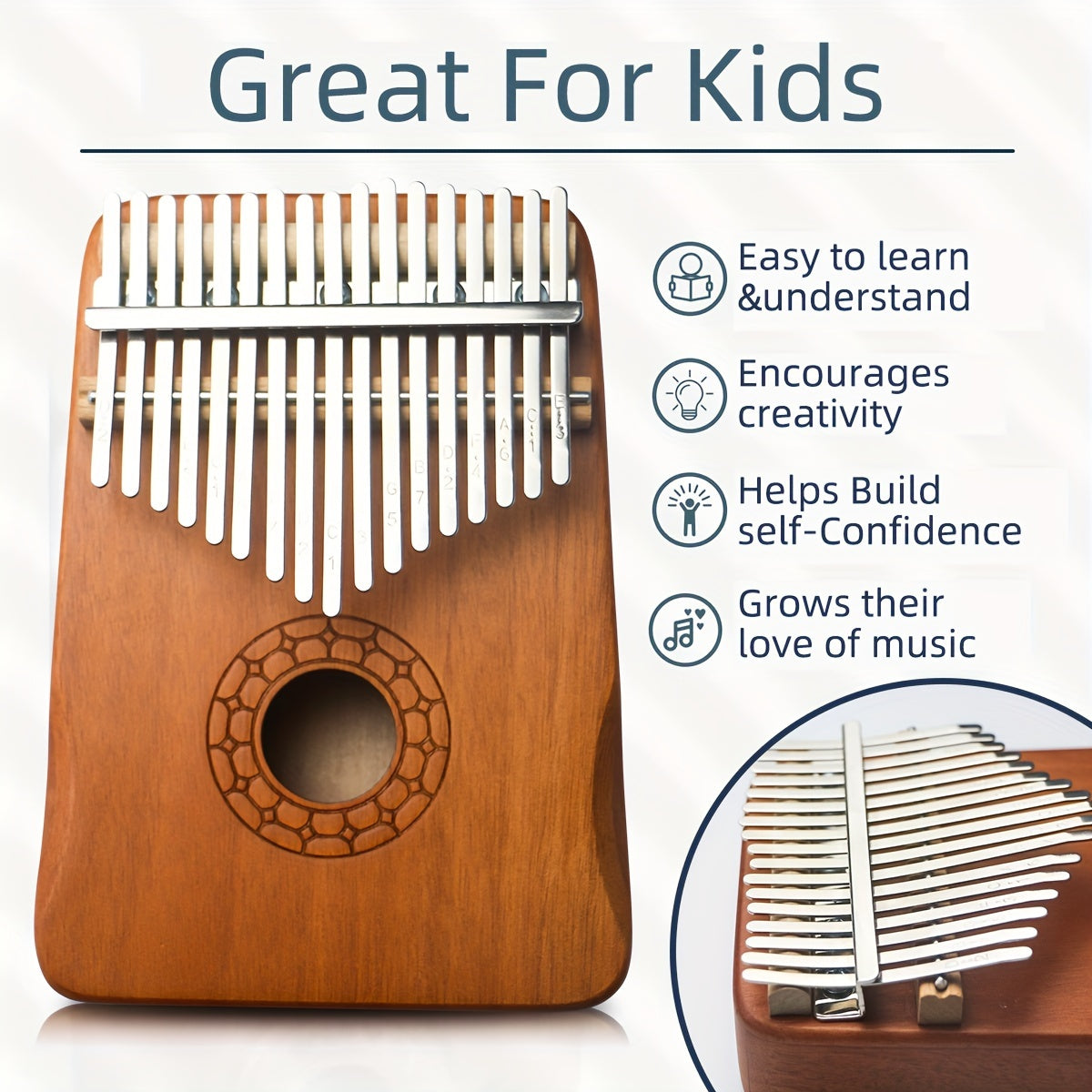 Kalimba Thumb Piano 17-tone Finger Piano Walnut Wood Kalimba Single Board Portable Finger Piano Kalimba Music Gift Instrument