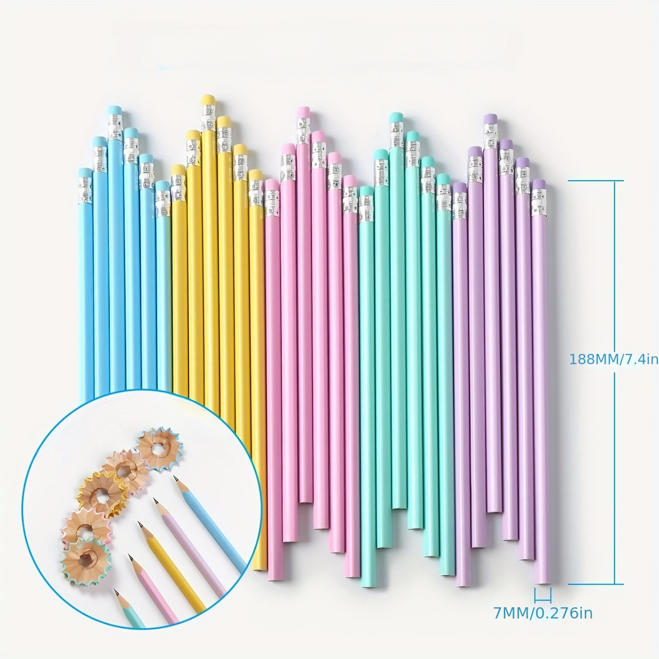 HP Pencil 300pcs, Wooden Pencils In Bulk With Eraser Heads In Various Colors, School Supplies, Student Rewards, Stationery Party Gifts