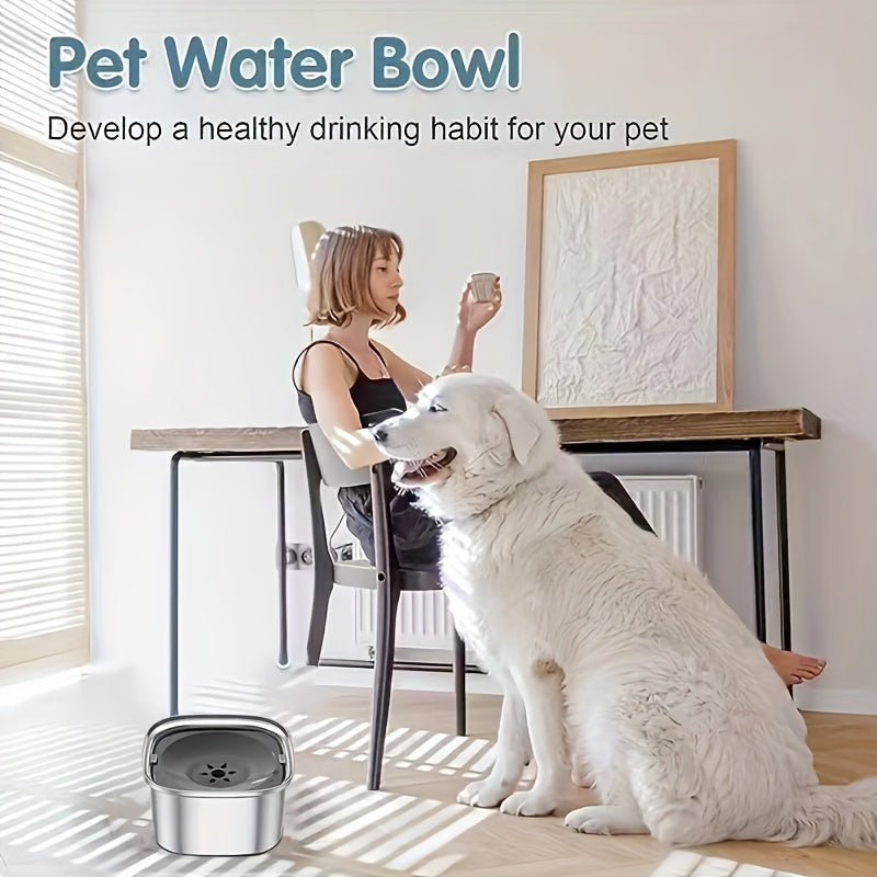 3L Dog Water Bowl 101oz Stainless Steel Dog Bowl No Spill Large Capacity Dog Food Water Bowl Slow Water Feeder, Spill Proof Pet Water Dispenser Vehicle Carried Travel Water Bowl For Dogs, Cats