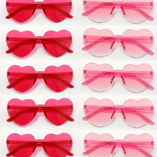 12pcs Heart Shaped Sunglasses For Women Men Candy Color One-piece Decorative Shades For Wedding Party Beach Prom