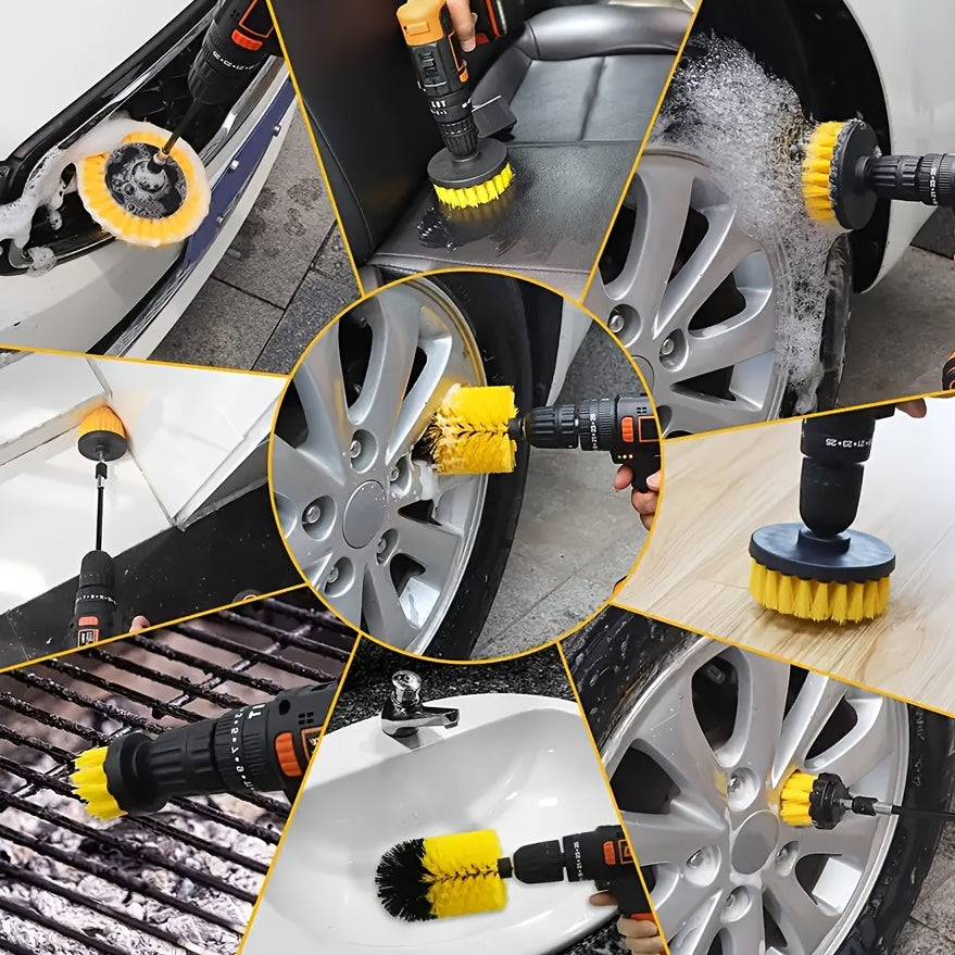 7pcs Drill Brush Attachment Set, Power Scrubber Wash Cleaning Brushes Tool Kit, All Purpose Drill Brush With Extension For Grout Floor, Tub Shower Tile, Bathroom, Kitchen Surface And Car