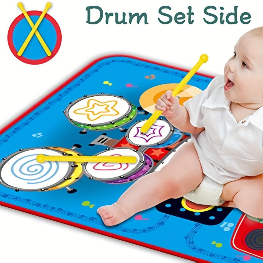 2 In 1 Musical Toys, Musical Blanket Toddler Piano & Drum Mat With 2 Sticks, Learning Floor Blanket, Birthday Gifts For 1 2 3 Year Old Boys & Girls