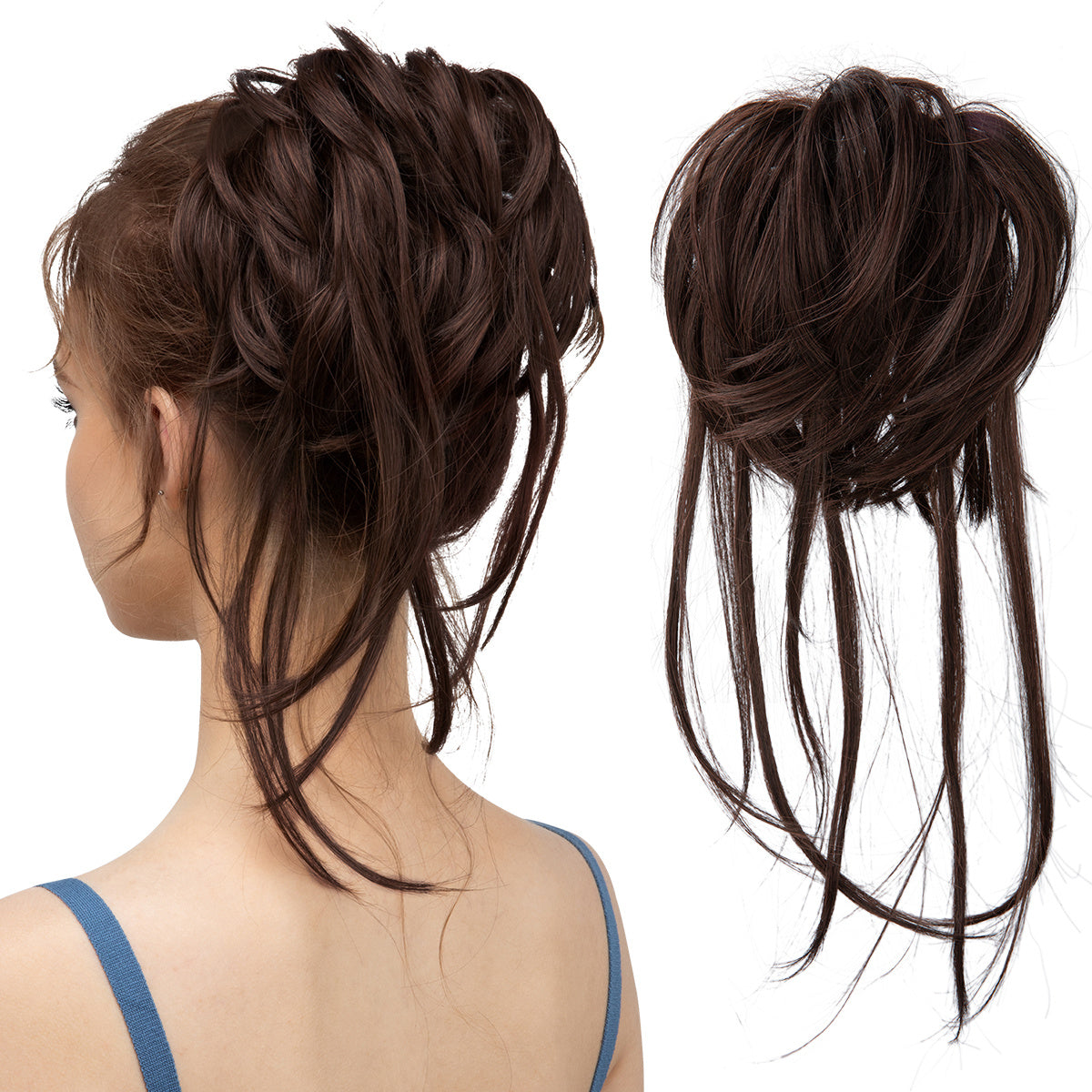 Unordentliches Brötchen-Haar-Stück für Frauen Super lang zerzauste Updo-Scrunch ies synthetische gewogene, lockige Pferdes chwanz verlängerung Chignon Haarschmuck