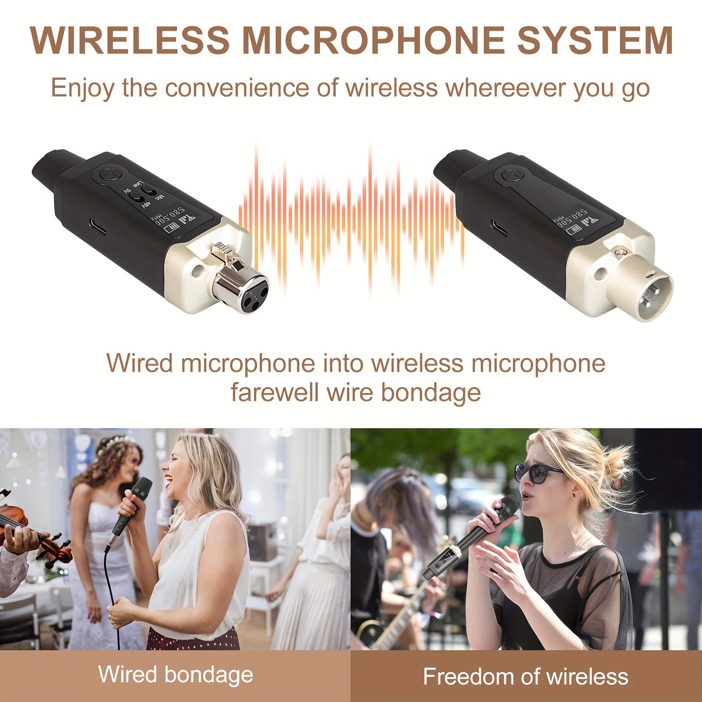 Depusheng T9 Wireless Microphone Transmitter Receiver Plug-on XLR Microphone Wireless System For Dynamic And Condenser Microphone Audio Mixer, PA System .With 48V Phantom Power