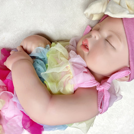 55CM\u002F21.65inch All Silicone Girl Reborn Dolls, Painted Realistic Full Body Soft Solid Silicone Newborn Baby Dolls For Collection Gift