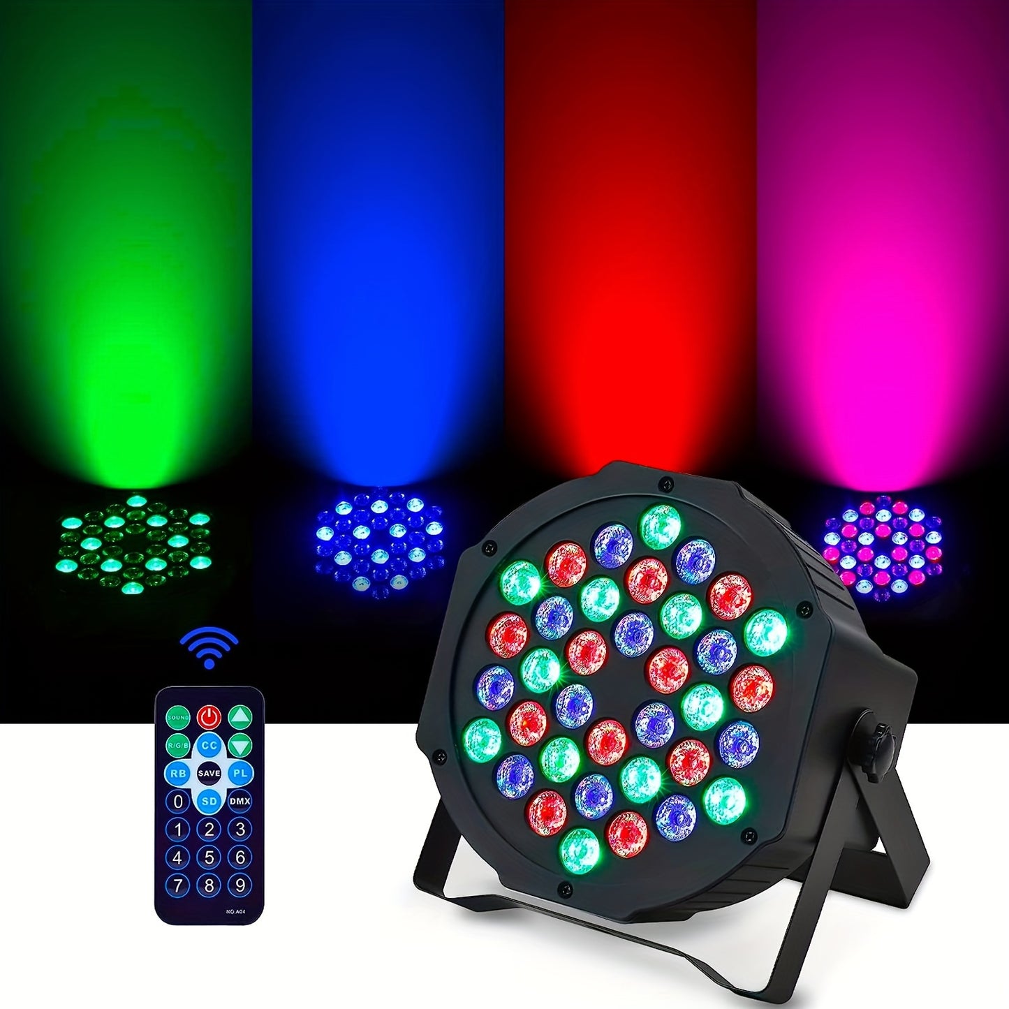 36 LED Stage Lights RGB DJ LED Par Light Remote & DMX Controlled Sound Activated Auto Play Uplights For Wedding Birthday Christmas Holiday Music Show Dance Party Stage Lighting-1Pack