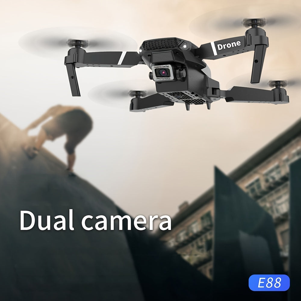 E88Pro Drone HD Dual Camera Single Battery One Key Return WIFI Connection Aerial Photography UAV Optical Flow Height Quadcopter Remote Control Drone Christmas Halloween Thanksgiving Gift